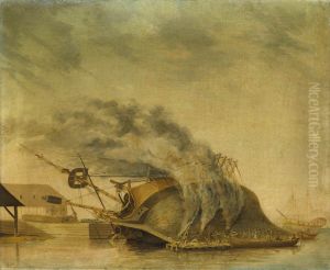A Ship Hove Down and Burning Off