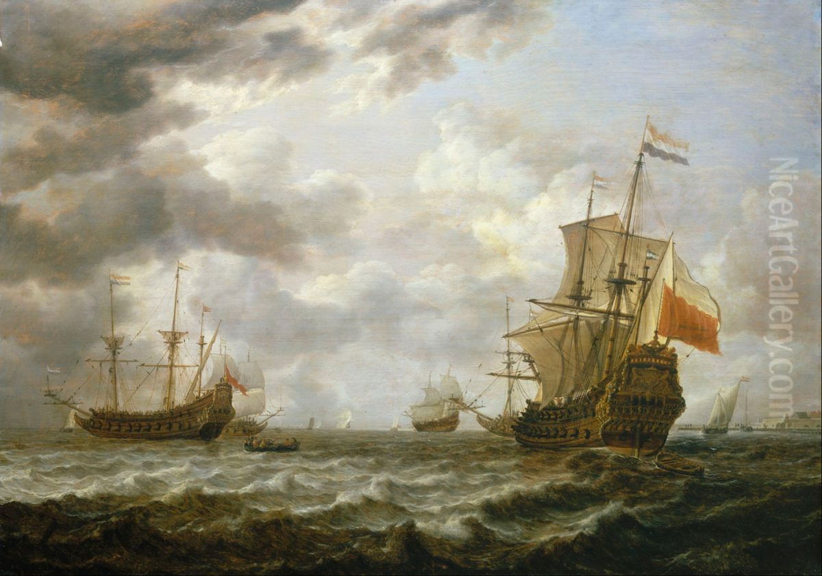 The Brederode off Hellevoetsluis Oil Painting by Simon De Vlieger