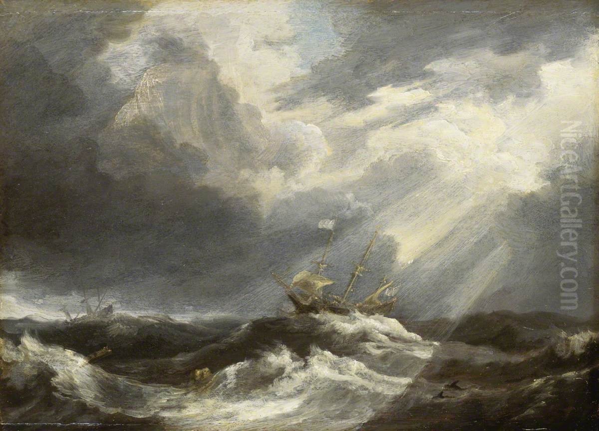 Sunlight on a Stormy Sea Oil Painting by Bonaventura Peeters the Elder