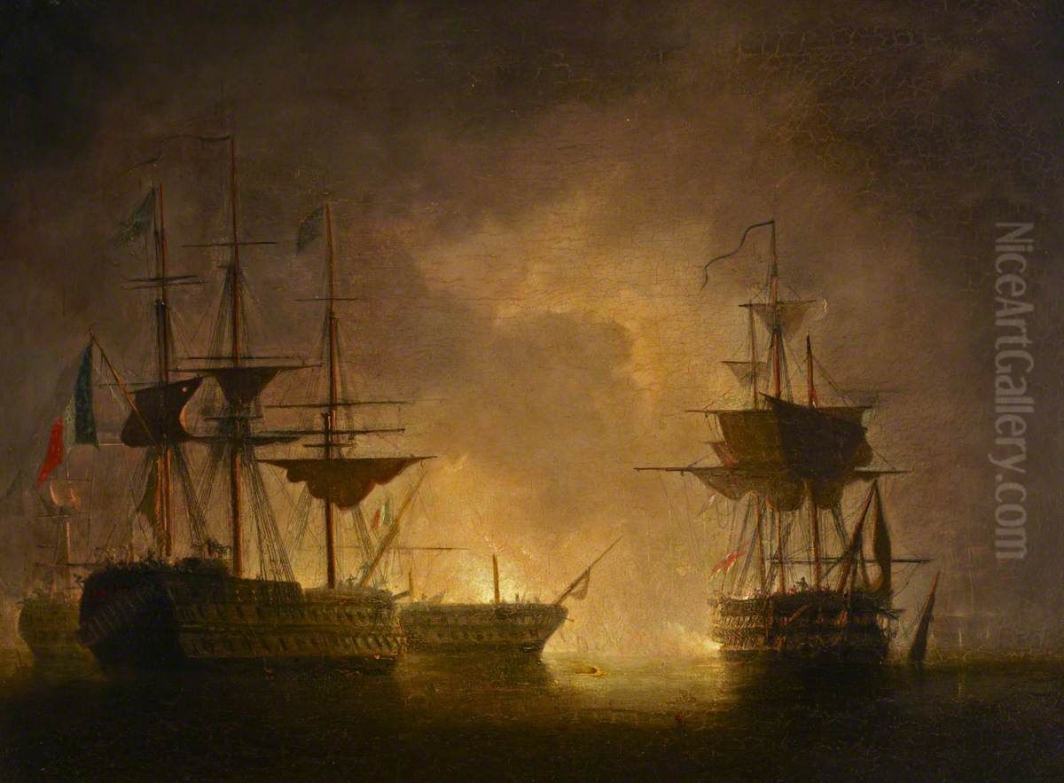 The battle of the Nile, 1 August 1798 Oil Painting by Nicholas Matthews Condy
