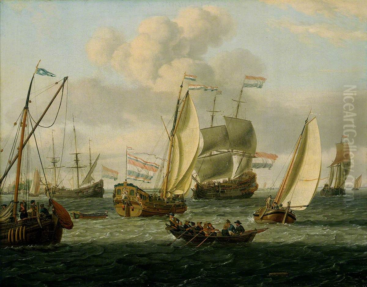 Shipping off Amsterdam Oil Painting by Abraham Storck