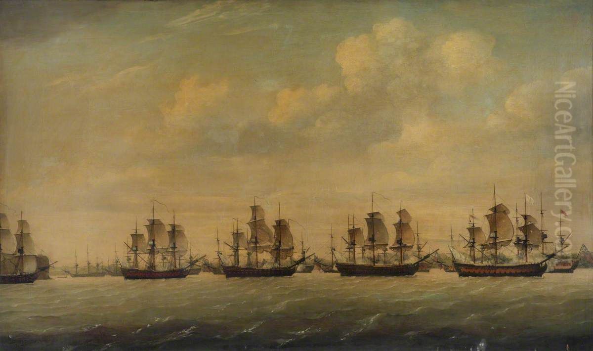 Barrington's action at St Lucia, 15 December 1778 Oil Painting by Francis Holman