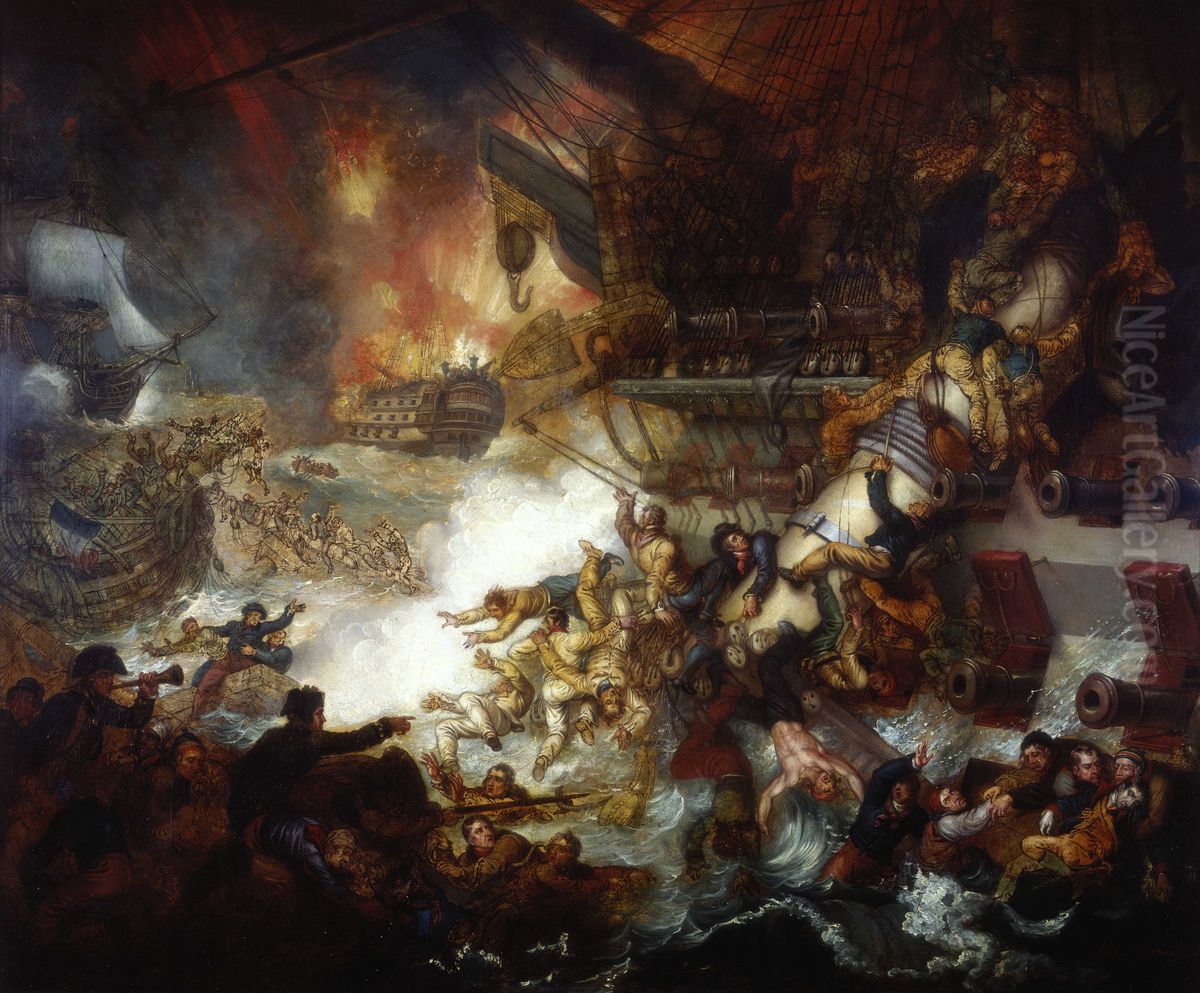 Destruction of 'L'Orient', 1 August 1798 Oil Painting by Mather Brown