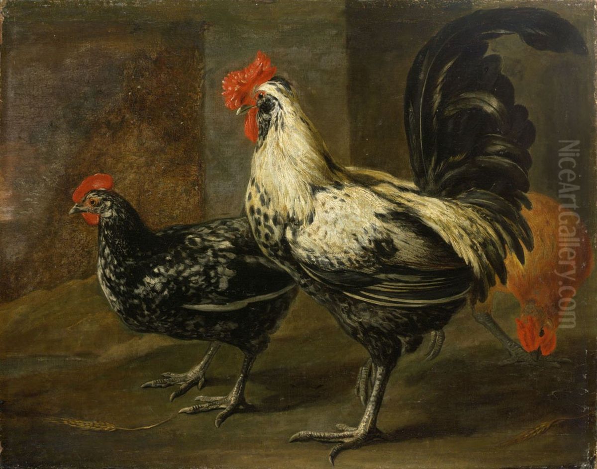 Cockerel and Hens Oil Painting by Pieter Boel