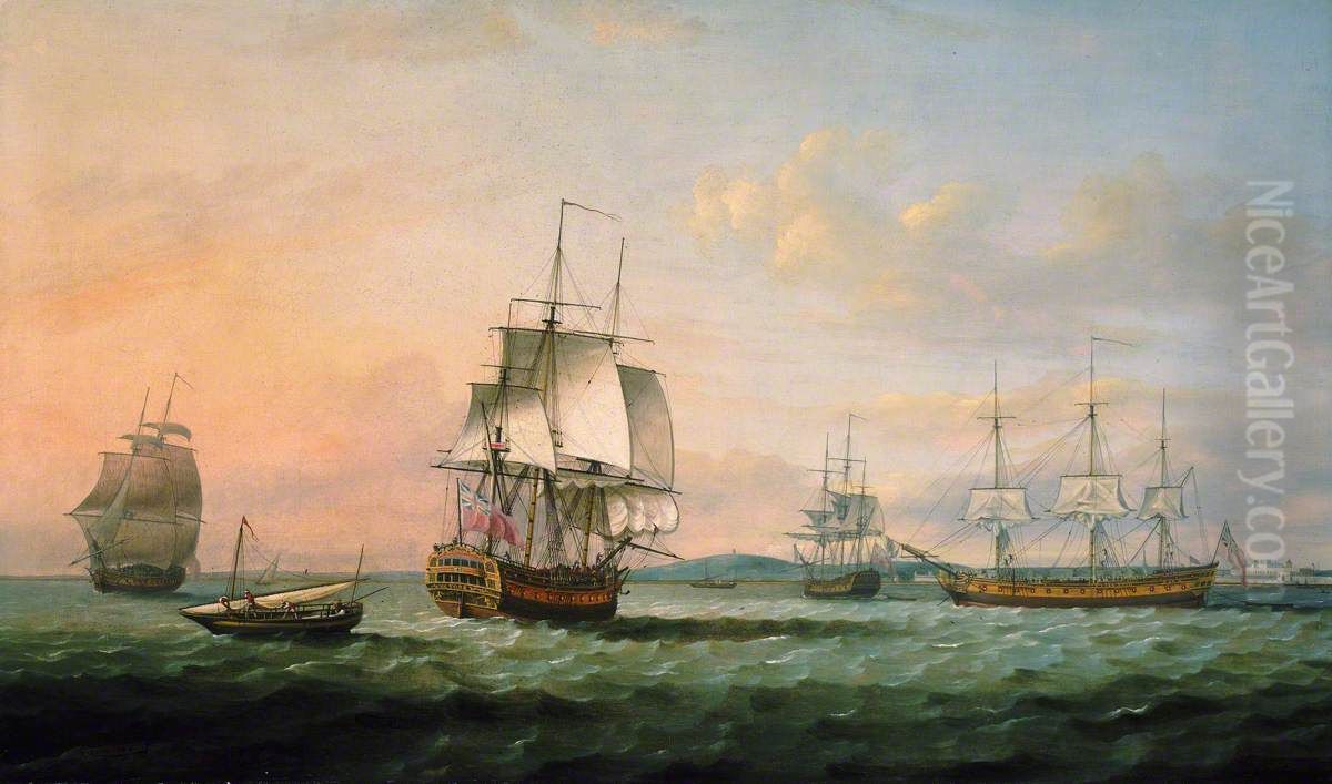 The East Indiaman 'York' and Other Vessels Oil Painting by Thomas Luny