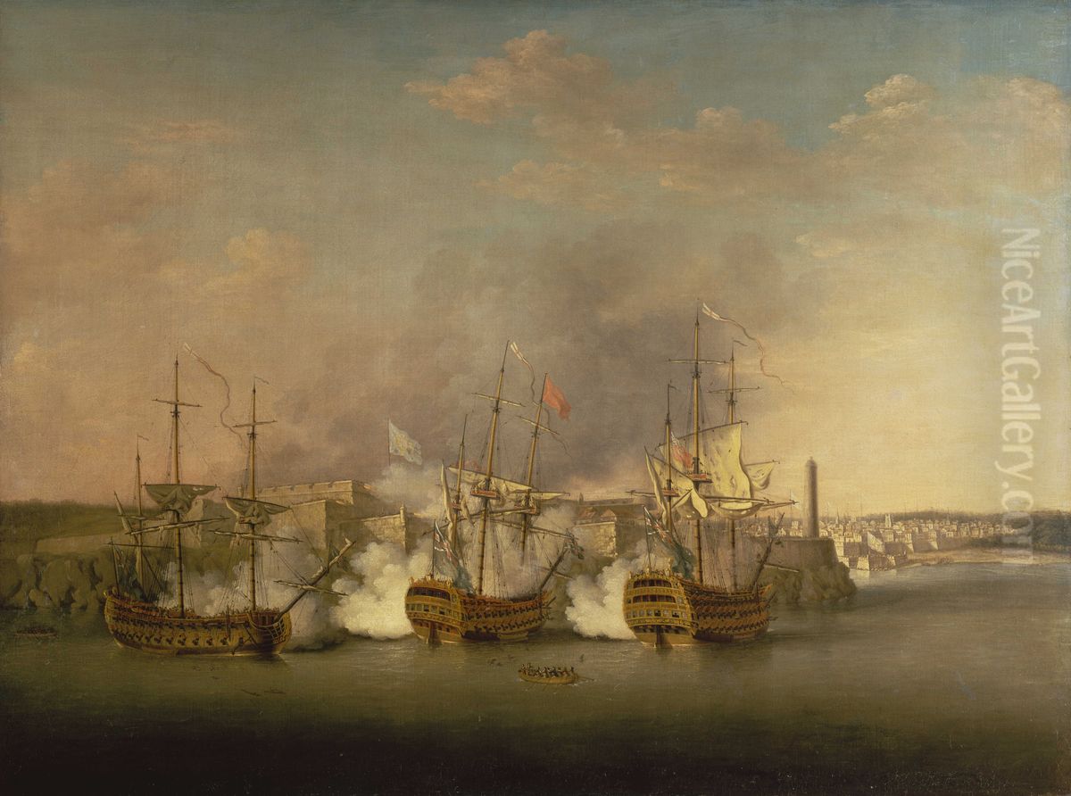 Bombardment of the Morro Castle, Havana, 1 July 1762 Oil Painting by Richard Paton