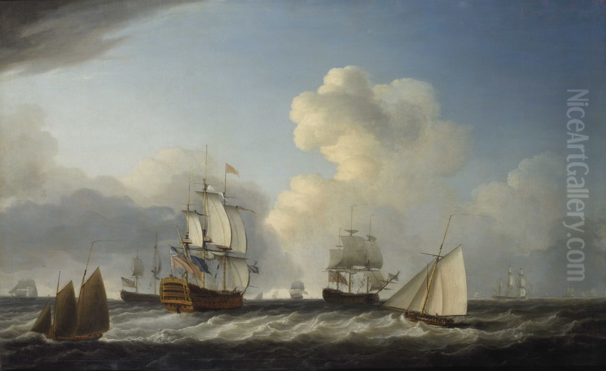 The 'St George' with other vessels Oil Painting by Dominic Serres
