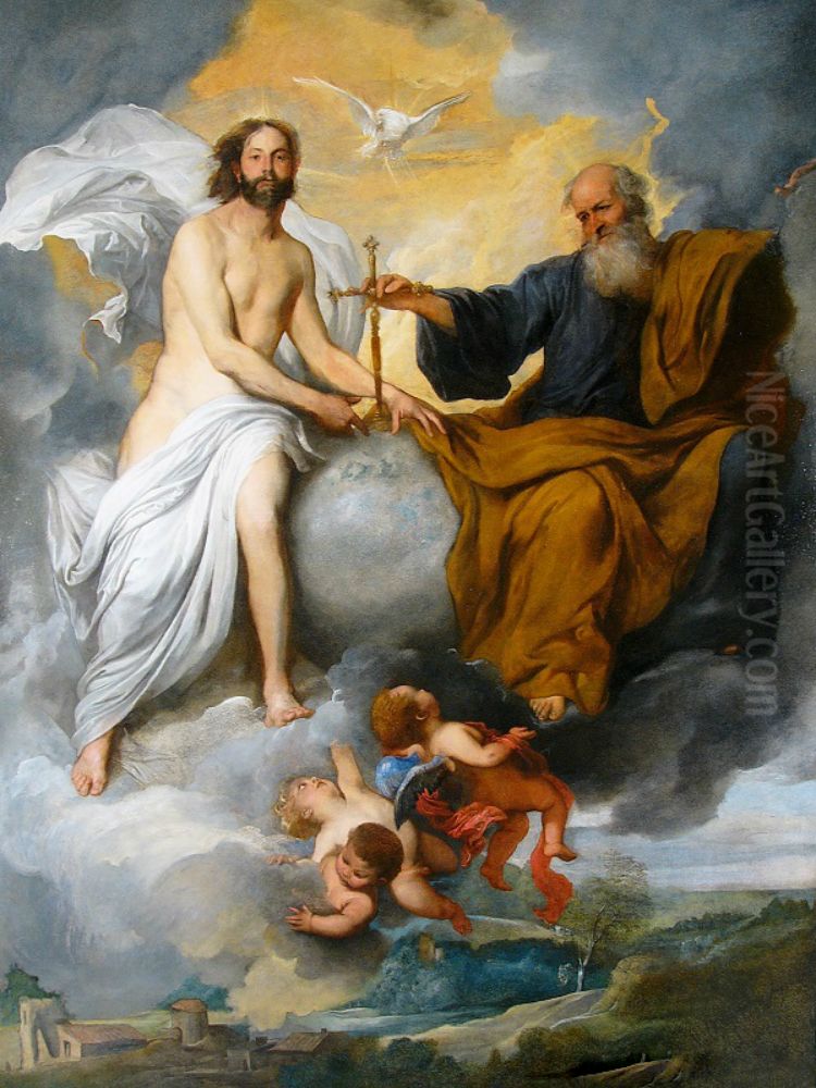 Holy family Oil Painting by Pietro Novelli