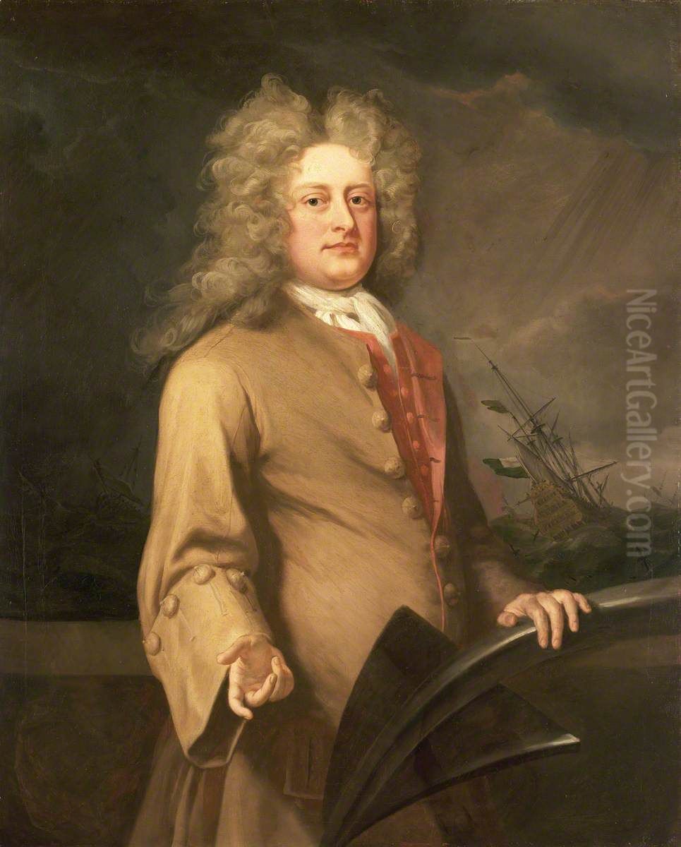 Rear-Admiral Basil Beaumont, 1669-1703 Oil Painting by Michael Dahl