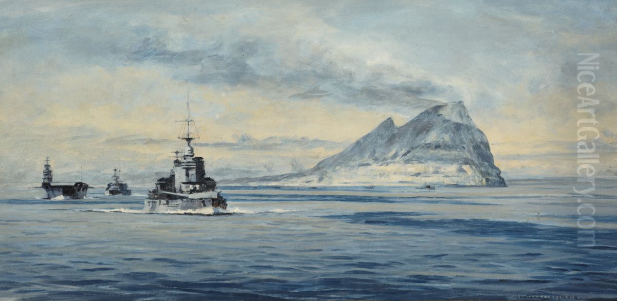 Force H off Gibraltar, 1940 Oil Painting by Rowland Langmaid