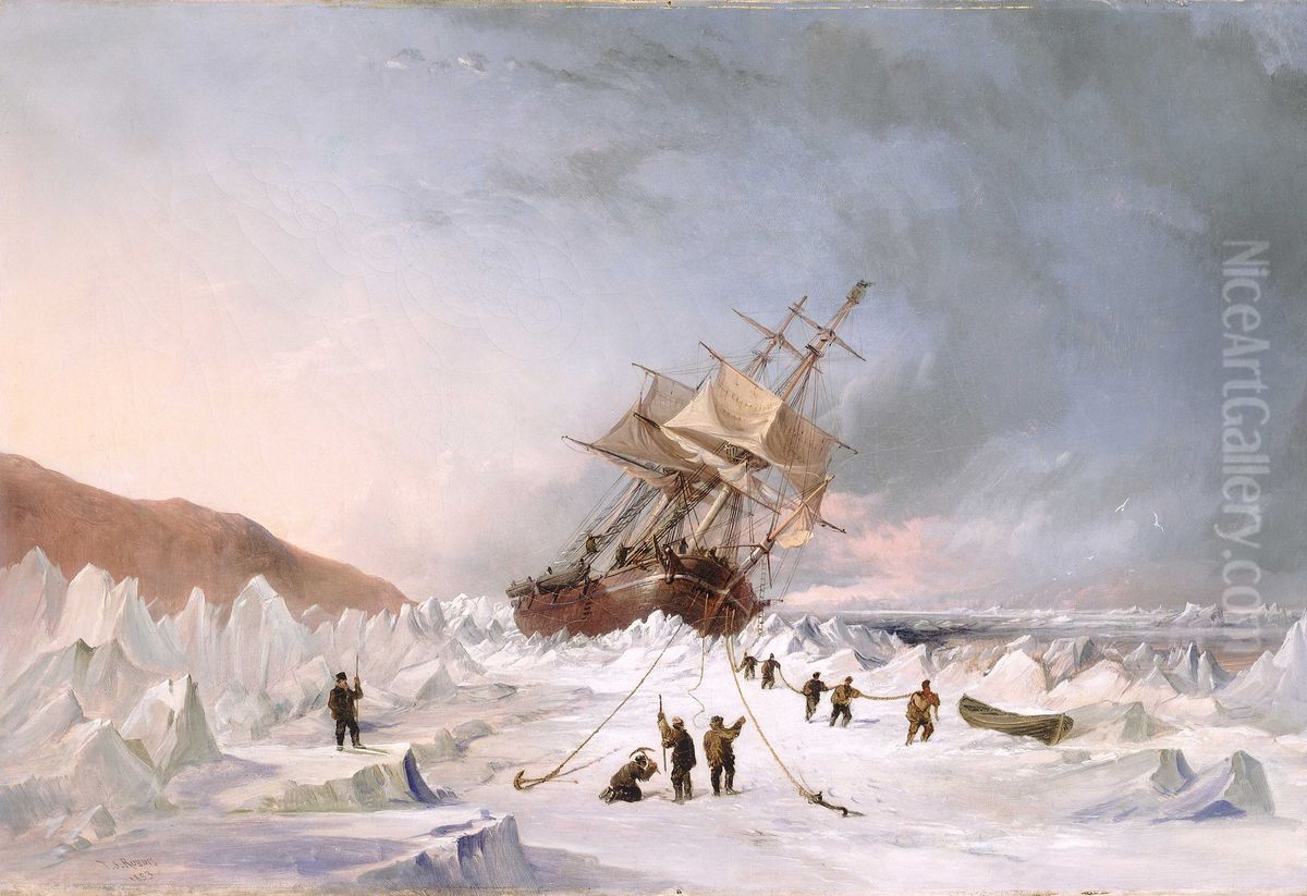 HMS 'Assistance' in the ice Oil Painting by Thomas Sewell Robins