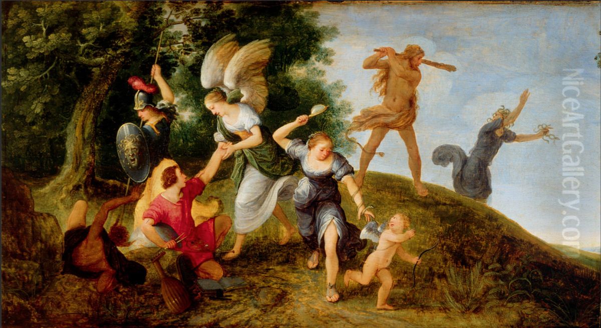 Protectors of the Young Artist Oil Painting by Adriaen Van Stalbemt