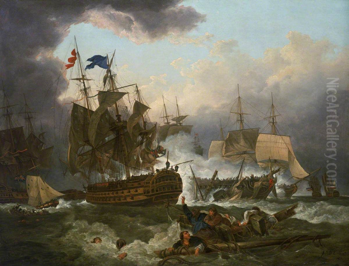 The battle of Camperdown, 11 October 1797 Oil Painting by Philip James de Loutherbourg