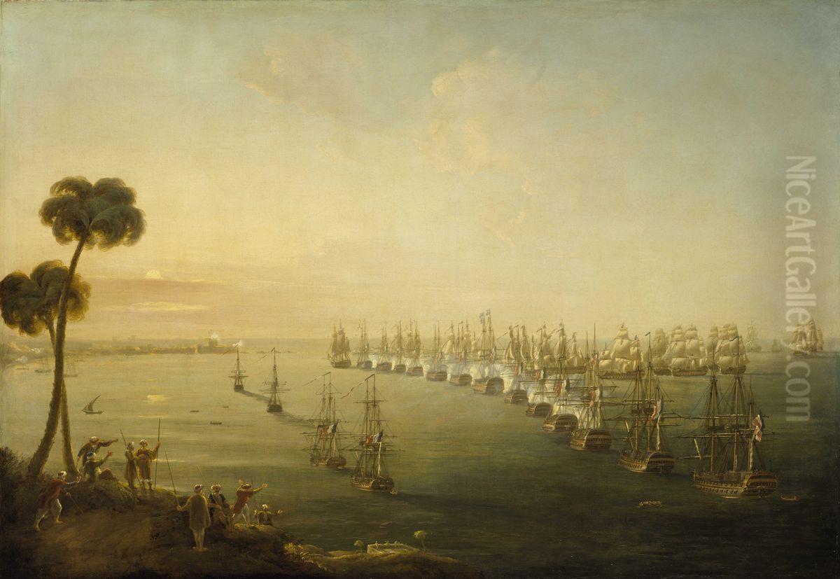 The Battle of the Nile, 1 August 1798 Oil Painting by Nicholas Pocock