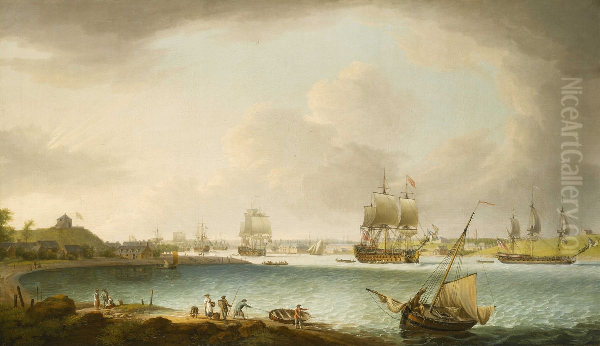 Men-of-War at Plymouth Oil Painting by Dominic Serres