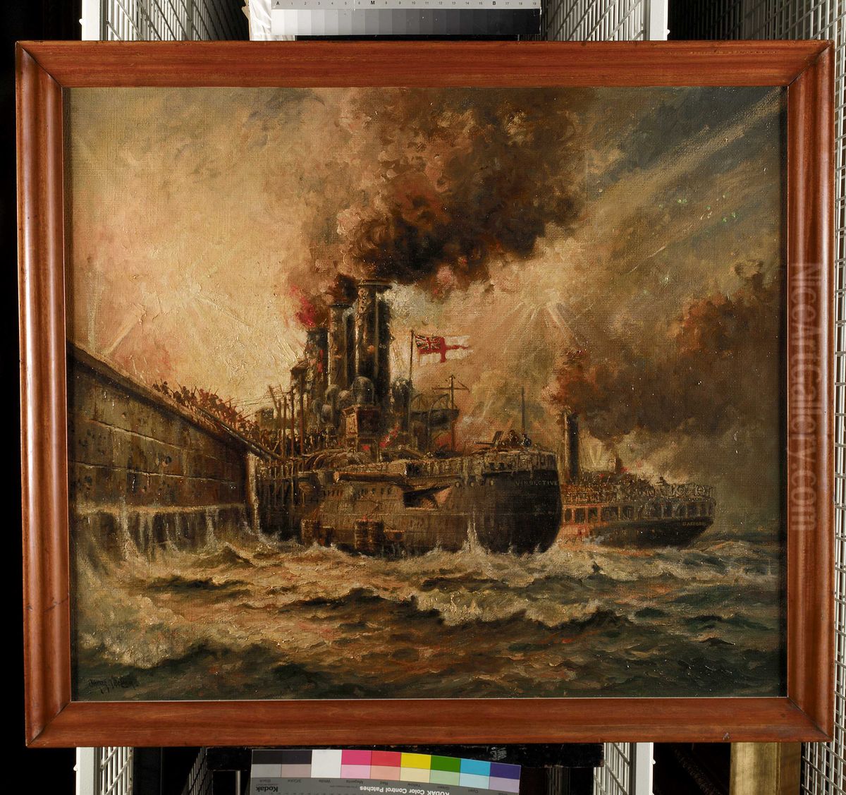 HMS 'Vindictive' at Zeebrugge, 23 April 1918 Oil Painting by Charles de Lacy
