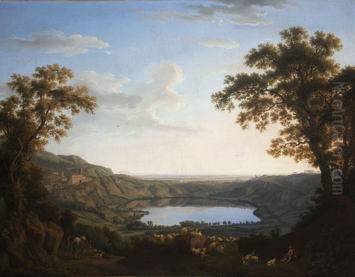 The Lake of Nemi Oil Painting by Jacob Philipp Hackert