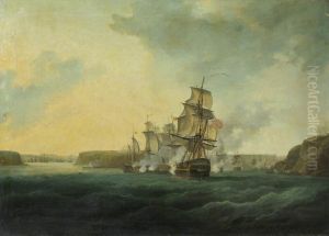 HMS Montagu forcing the enemy to move from Bertheaume Bay, 22 August 1800