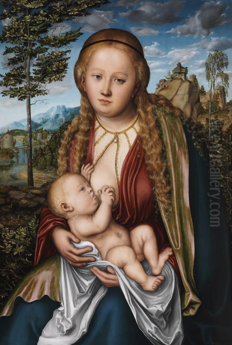 The Virgin nursing the Infant Jesus Oil Painting by Lucas Cranach the Elder