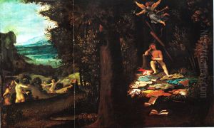 Sleeping Apollo with the Muses Dispersing and Fame Fleeing