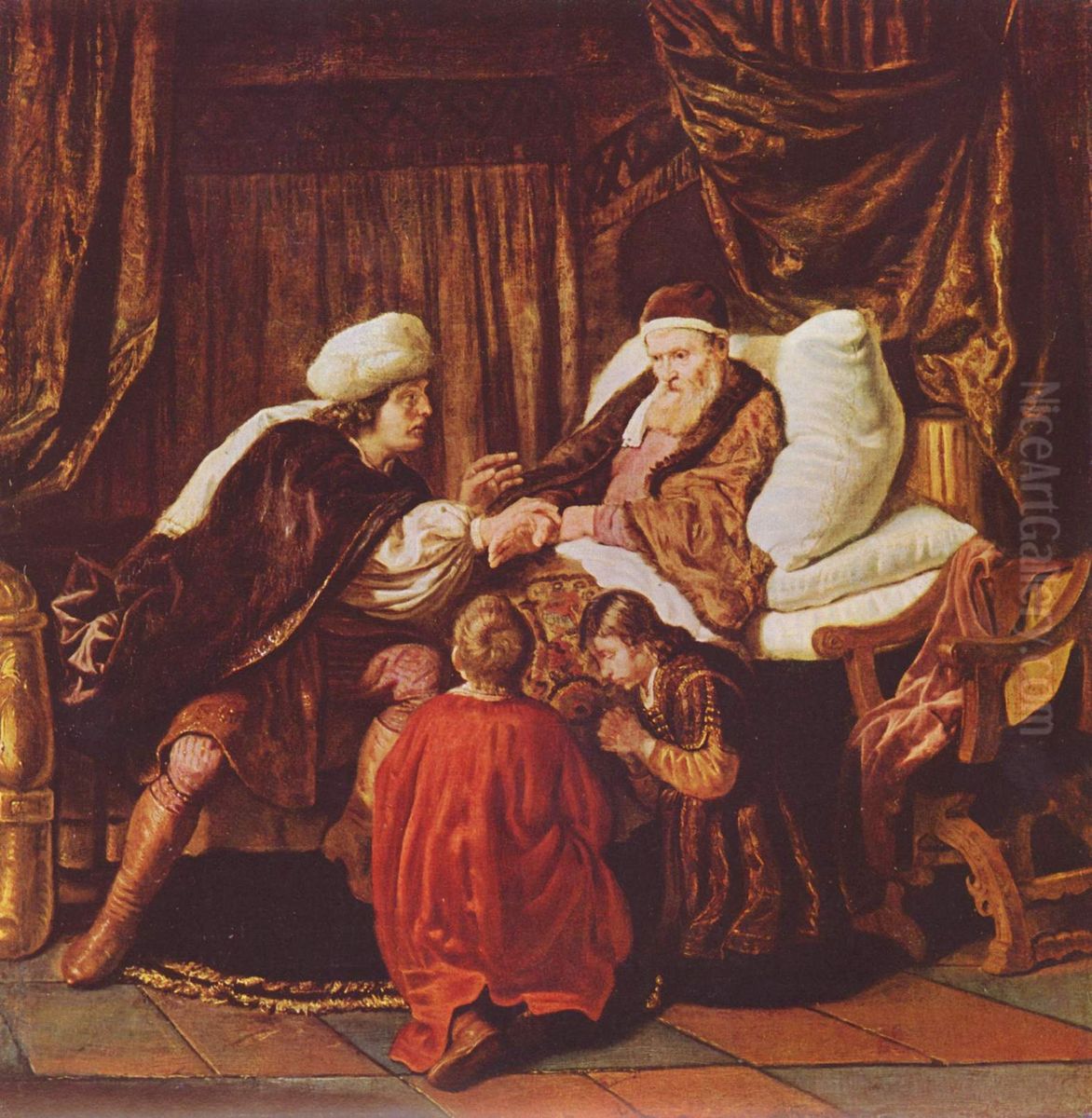 Jacob Blessing the Sons of Joseph Oil Painting by Jan Victors