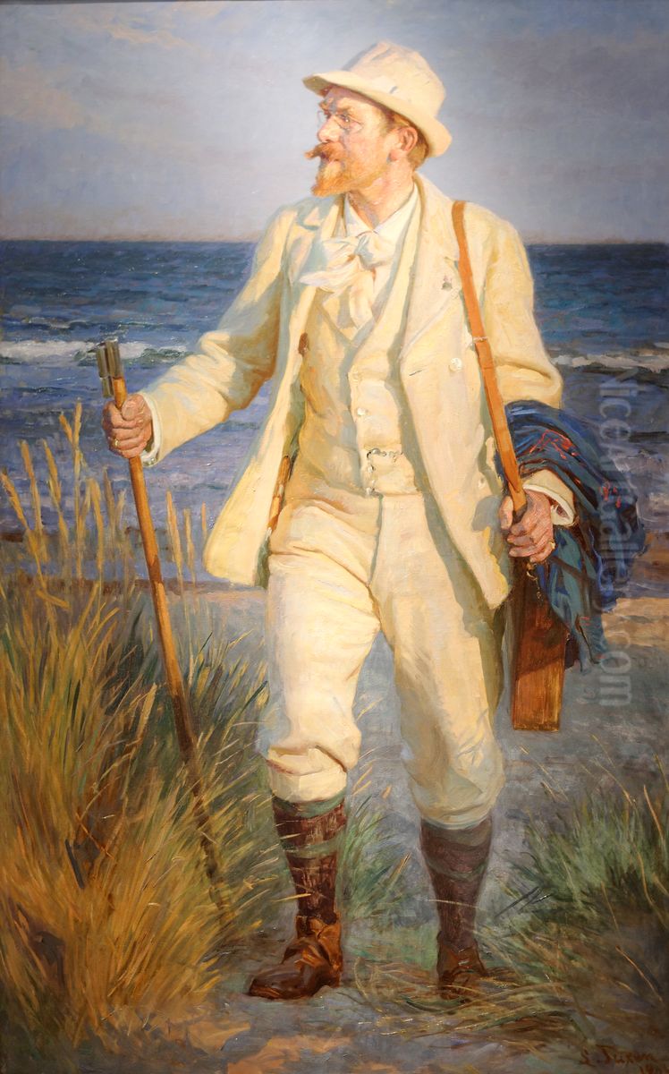Portrait of Painter Peder Severin Kroyer Oil Painting by Laurits Tuxen