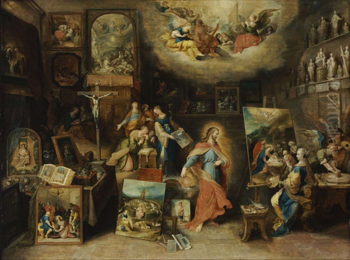 Christ in the Studio (Pictura Sacra) Oil Painting by Frans Francken the Younger