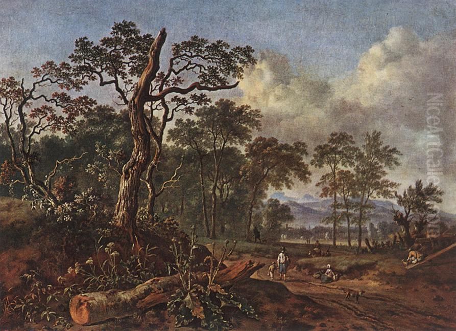 Road beside the Forest Oil Painting by Jan Wijnants