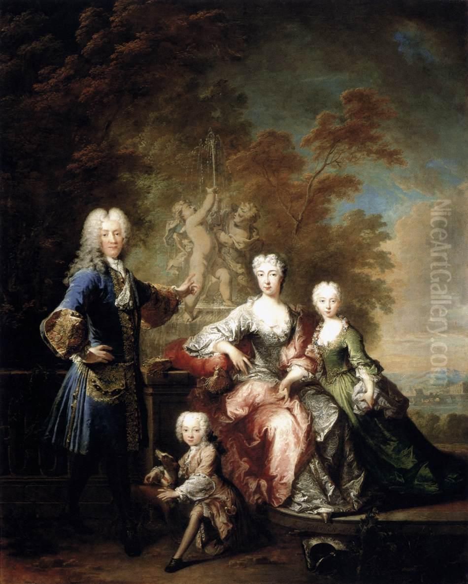 Portrait of Count Ferdinand von Plettenberg with his Family Oil Painting by Robert Tournieres