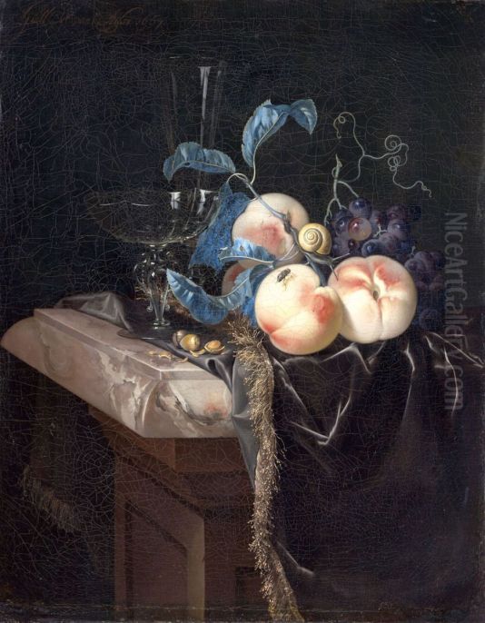 Fruit Still Life Oil Painting by Willem Van Aelst