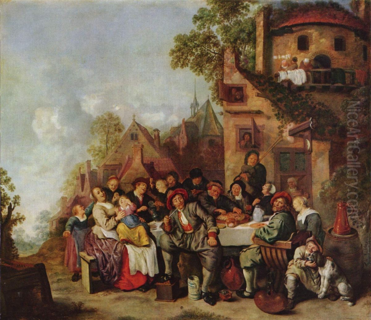 Die Schenke >>Zum Halbmond<< Oil Painting by Jan Miense Molenaer