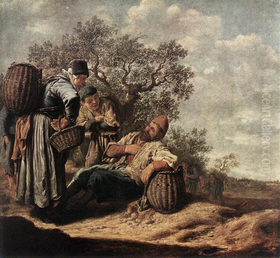 Landscape with Conversing Peasants Oil Painting by Pieter De Molijn