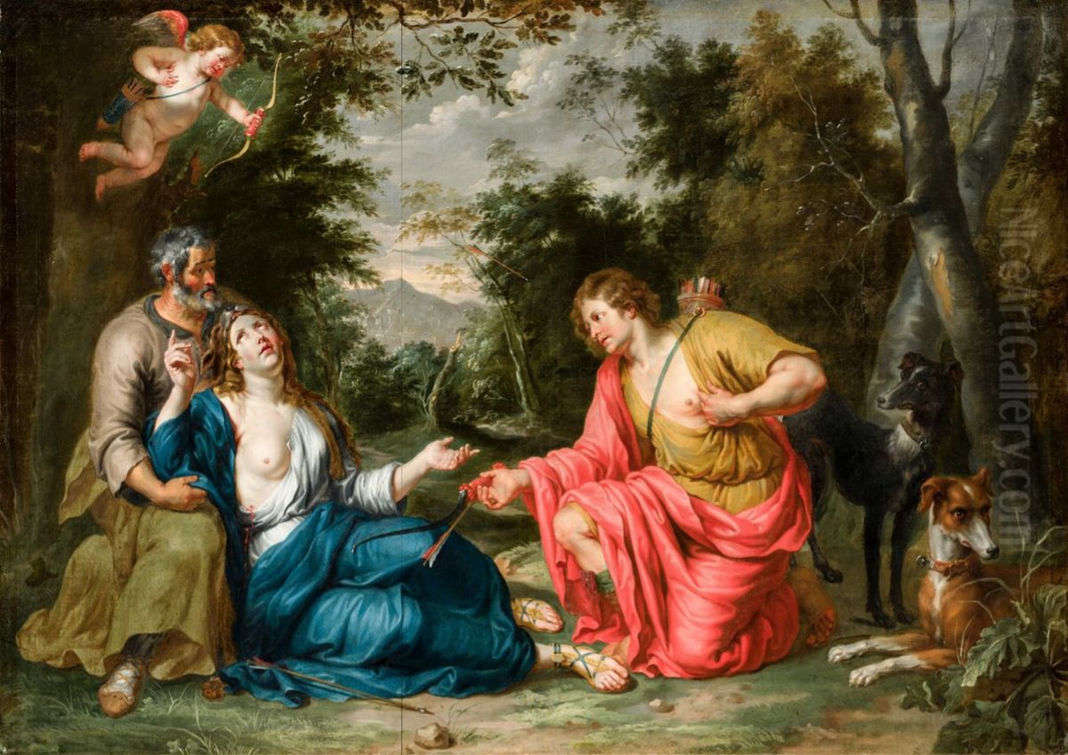 Silvio   and  Dorinda Oil Painting by Pieter van Lint