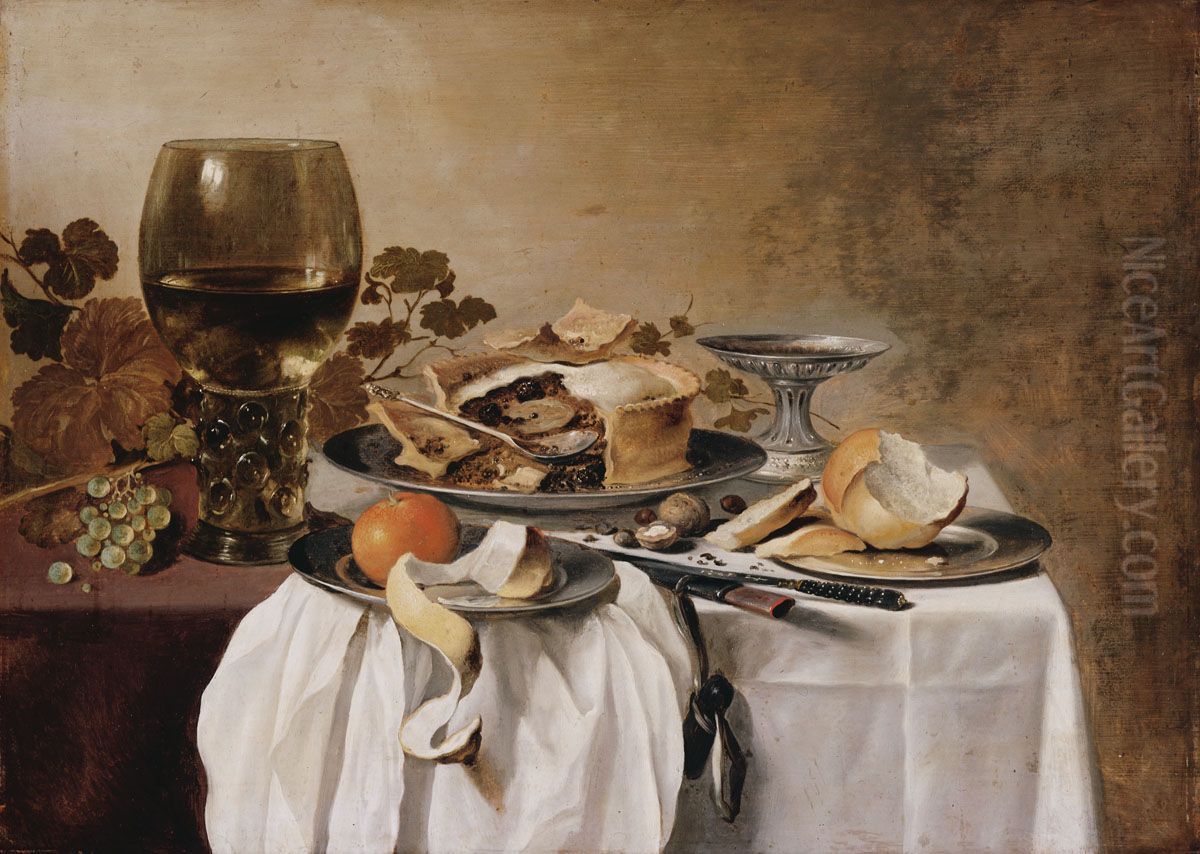 Still Life with Pie and Roemer Oil Painting by Pieter Claesz