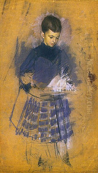 Menino com barco Oil Painting by Rodolfo Amoedo