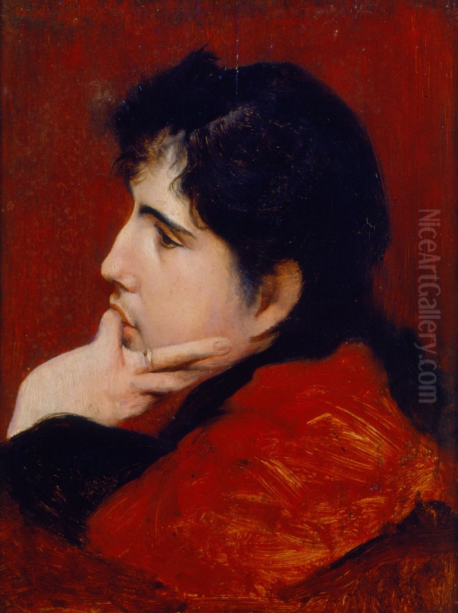 Portrait of the artist's sister-in-law Oil Painting by Rodolfo Amoedo