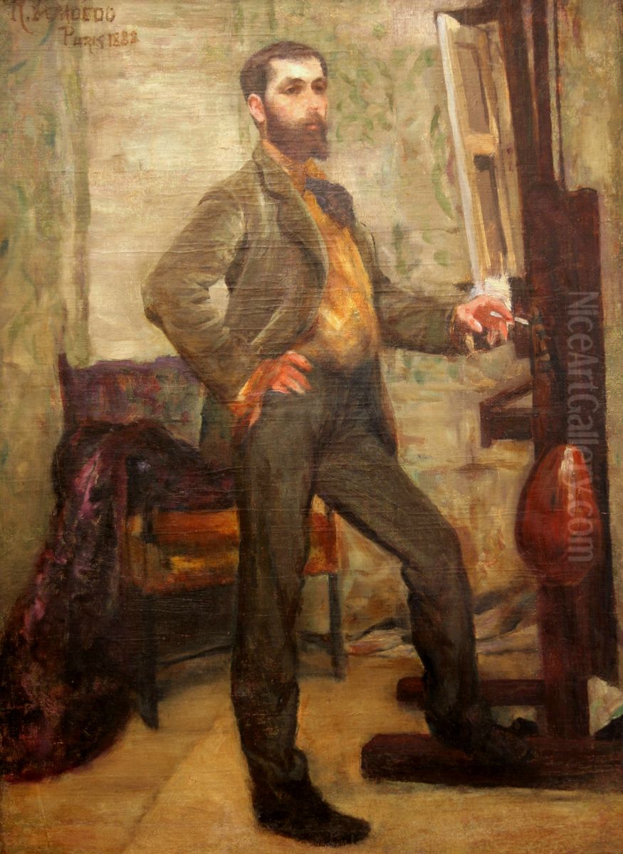 Portrait of the painter Decio Vilares Oil Painting by Rodolfo Amoedo