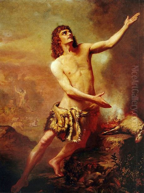 Abel's offering Oil Painting by Rodolfo Amoedo