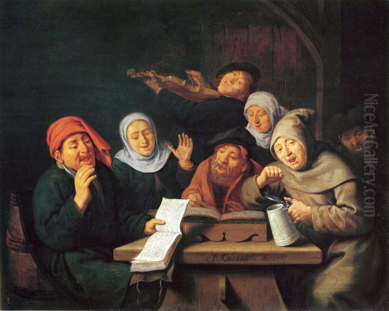 Merry Company at a Table Oil Painting by Jan Miense Molenaer