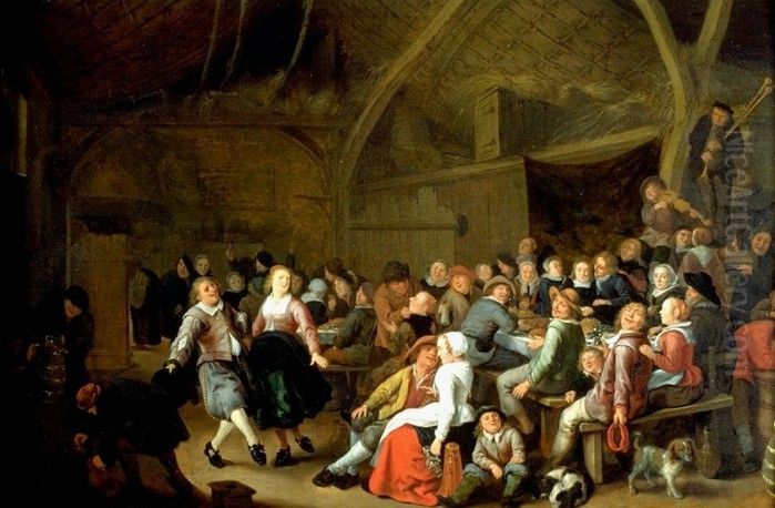 The Village Inn Oil Painting by Jan Miense Molenaer