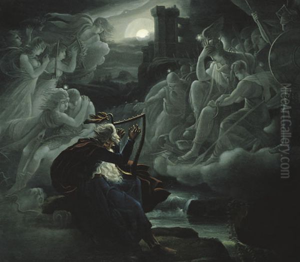 The Sorrows of Ossian Oil Painting by Karoly Kisfaludy
