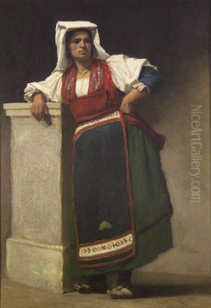 Neapolitan Woman Oil Painting by Henrik Weber