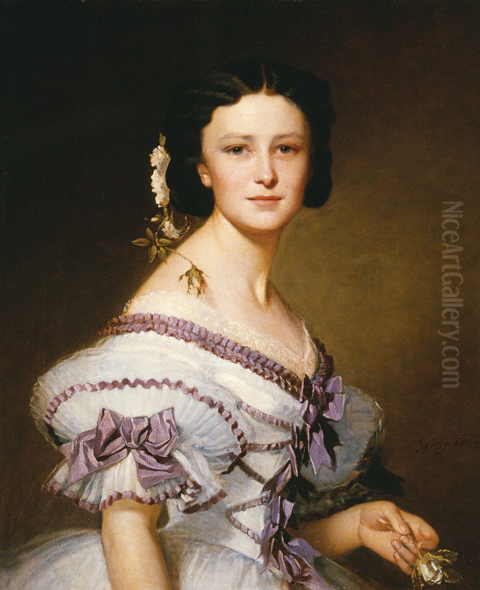 Portrait of Szidonia Deak Oil Painting by Alajos Gyorgyi Giergl