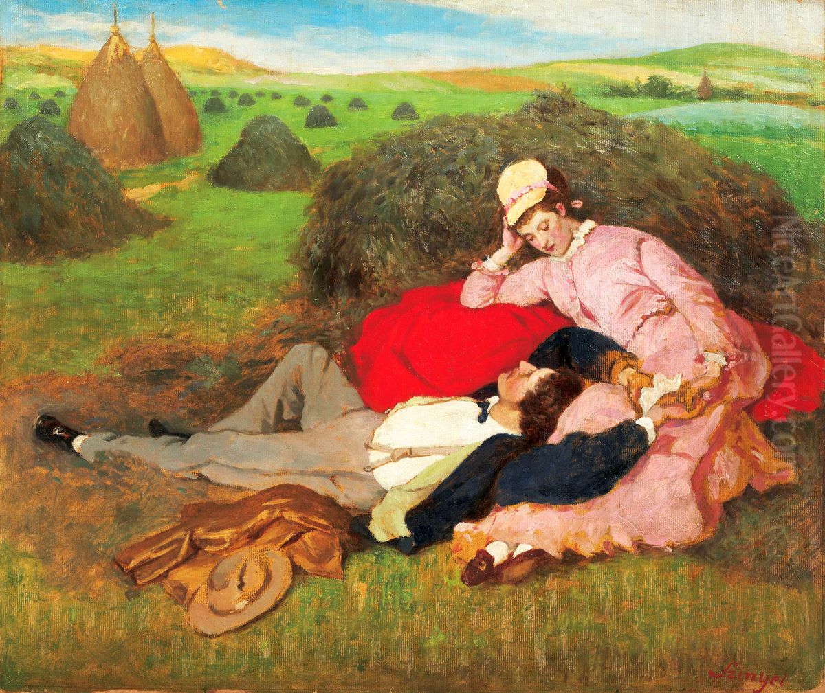 Szerelmespar Oil Painting by Pal Szinyei Merse