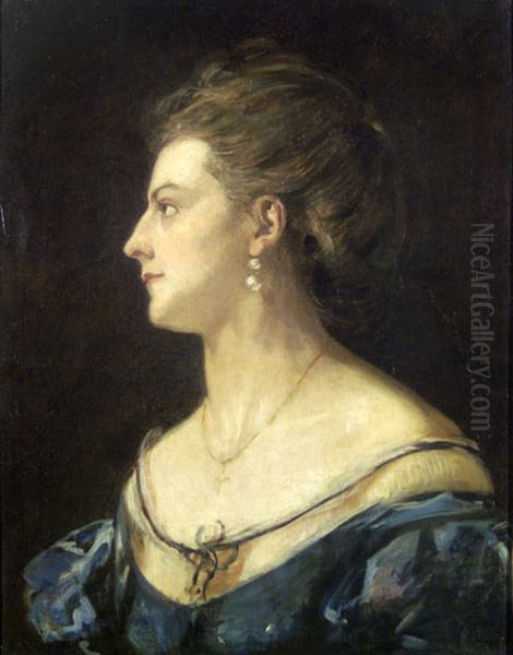 Portrait of Artist's Wife Oil Painting by Viktor Madarasz
