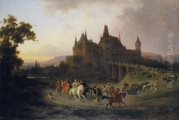 The Return of King Matthias from Hunting Oil Painting by Antal Ligeti