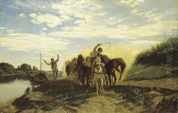 Trackers Oil Painting by Karoly Lotz