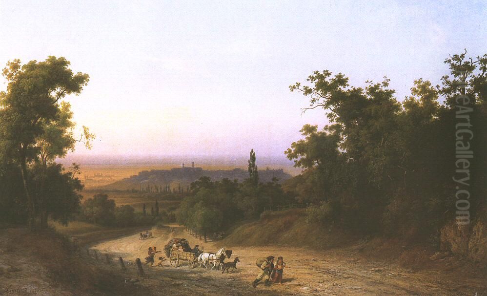 Martonhegyi Road Oil Painting by Antal Ligeti