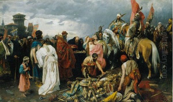 Hungarians at Kiev Oil Painting by Pal Vago