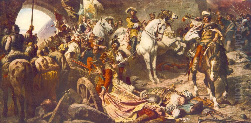 The Recapture of Buda Castle in 1686 Oil Painting by Gyula Benczur